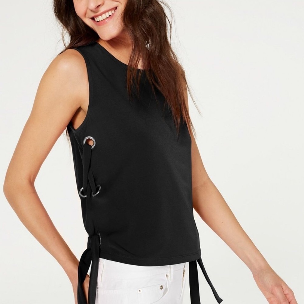 MICHAEL Michael Kors Sleeveless Grommet Tank Black Size Small
